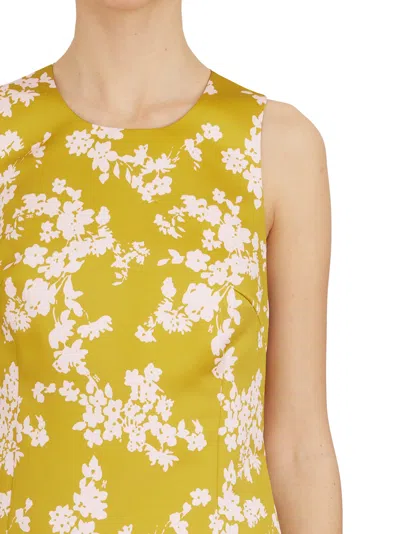Elisabetta Franchi Floral Satin Dress With Tulle Back And Side Zipper