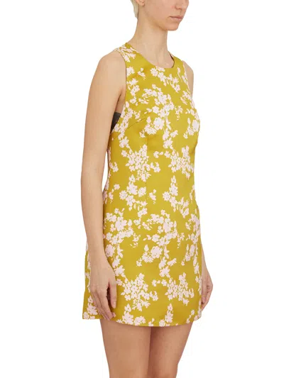 Elisabetta Franchi Floral Satin Dress With Tulle Back And Side Zipper