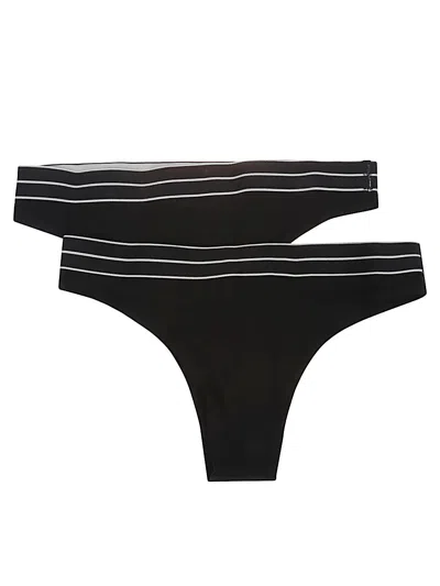 Emporio Armani Two-pack Of Asv Organic-cotton Briefs With Logo Waistband In Black