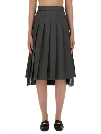 Shop Thom Browne Pleated Midi Skirt