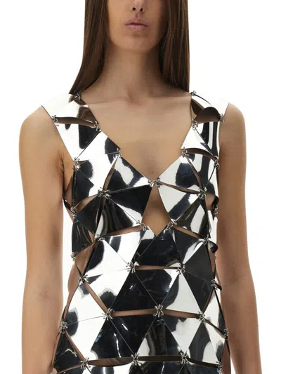 Rabanne Geometric Short Dress With Reflective Panels And Open Back
