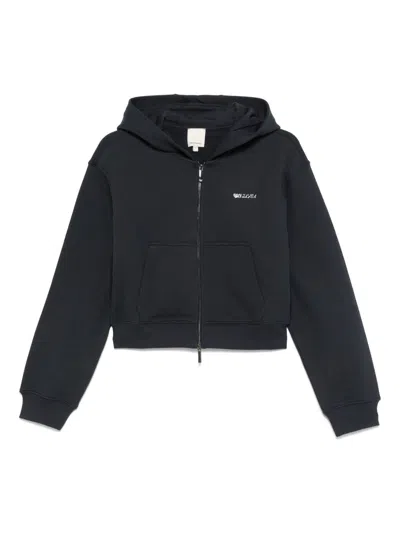 Emporio Armani Cotton Zipped Hoodie In Black