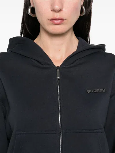 Emporio Armani Cotton Zipped Hoodie In Black