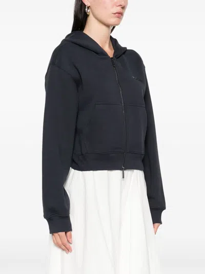 Emporio Armani Cotton Zipped Hoodie In Black