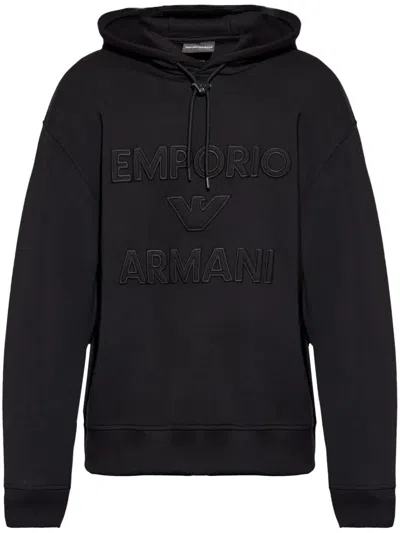Emporio Armani Black Logo Print Hoodie