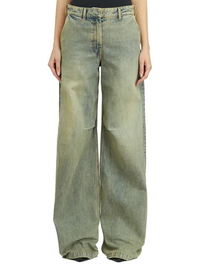 Entire Studios Pantalone In Denim Dem Surface Wave In Green