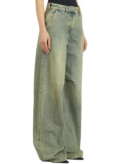 Entire Studios Pantalone In Denim Dem Surface Wave In Green