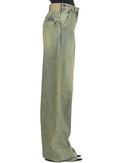 Entire Studios Pantalone In Denim Dem Surface Wave In Green