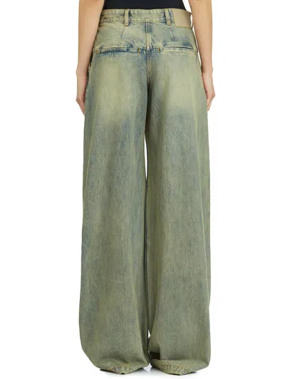 Entire Studios Pantalone In Denim Dem Surface Wave In Green