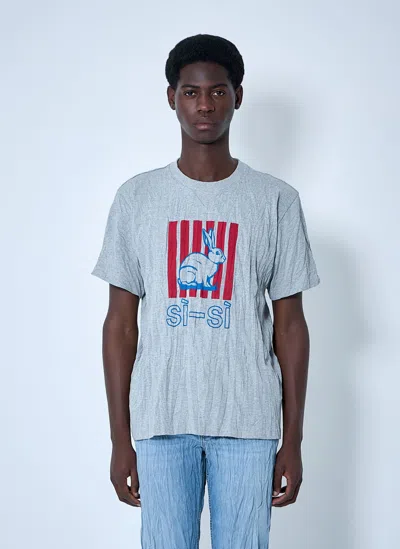 Bottega Veneta Men Grey Crewneck T-shirt With Maxi Print On The Front And Wrinkled Ffect In Cotton M In Gray