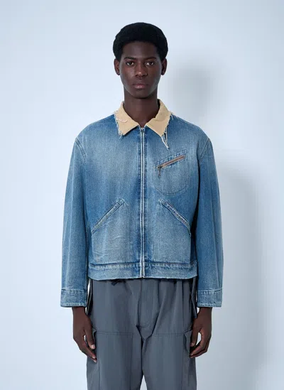 Maison Margiela Cotton Denim Workwear Zip Jacket In Blue