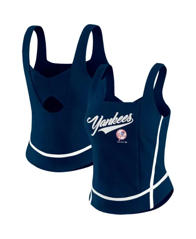 Wear By Erin Andrews Women's Navy Atlanta Braves Square Neck Tank Top In Blue