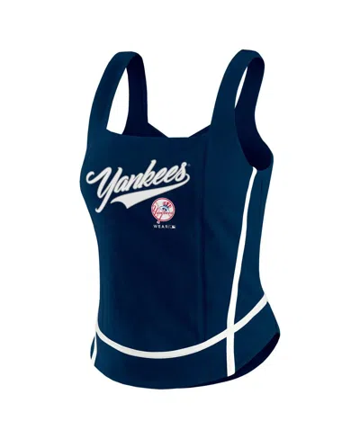 Wear By Erin Andrews Women's Navy Atlanta Braves Square Neck Tank Top In Blue