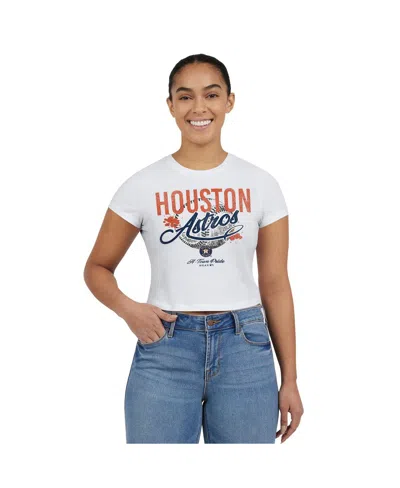 Wear By Erin Andrews Women's White Houston Astros Distressed Cropped Baby T-shirt In White