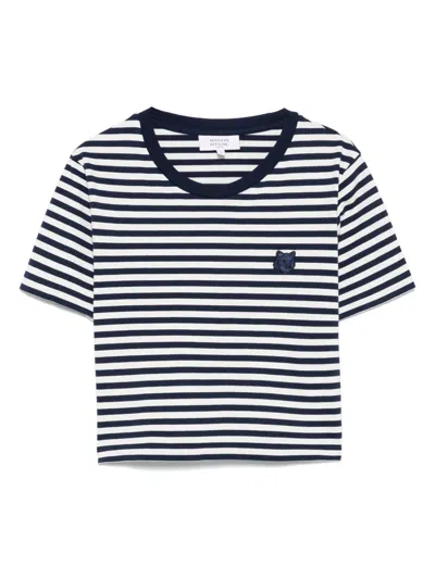 Shop Maison Kitsuné Blue Cotton T-shirt