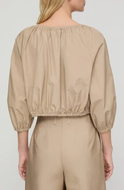 Lafayette 148 New York Crop Organic Cotton Poplin Bubble Jacket In Brown