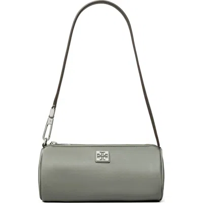 Tory Burch Virginia Cylinder Bag With Double-t Plaque In Gray