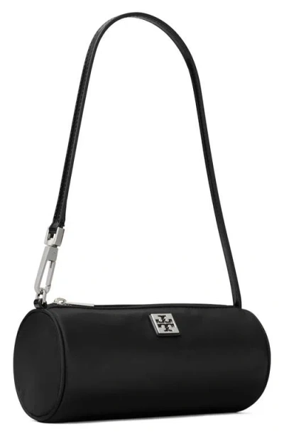 Tory Burch Virginia Nylon Cylindrical Shoulder Bag In Black