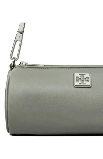 Tory Burch Virginia Cylinder Bag With Double-t Plaque In Gray