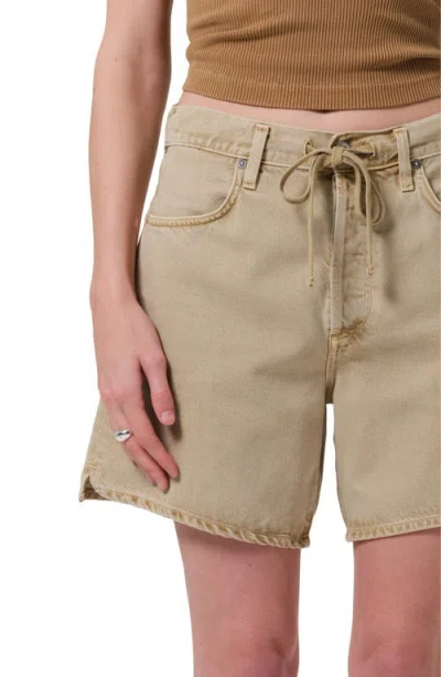 Citizen Of Humanity Citizens Of Humanity Brynn Drawstring Waist Wide Leg Linen Shorts In Brown