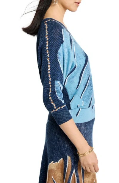 Nic + Zoe Nic+zoe Twilight Front Easy Sweater In Blue