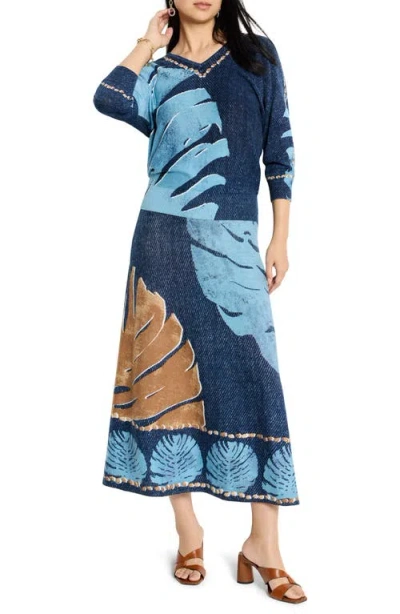 Nic + Zoe Nic+zoe Twilight Front Easy Sweater In Blue