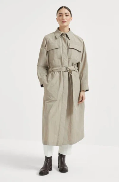 Brunello Cucinelli Nylon Trench In Neutral