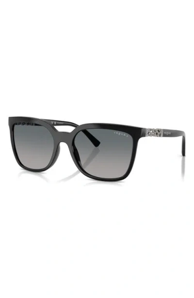 Vogue 56mm Polarized Gradient Square Sunglasses In Black