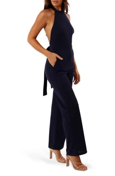 Petal And Pup Petal & Pup Clara Bow Back Halter Jumpsuit In Blue