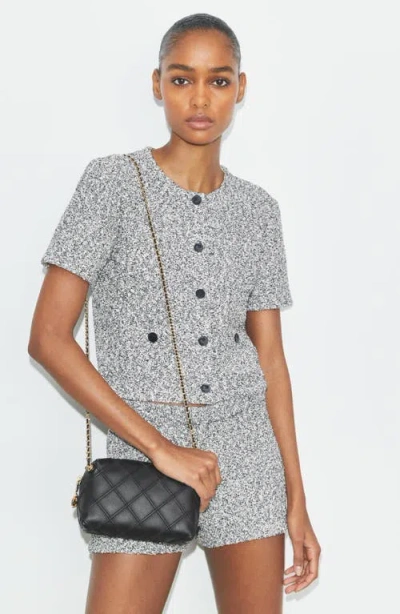 Tory Burch Fleming Small Quilted Leather Crossbody Bag Color Black