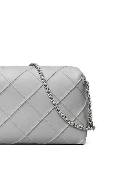 Tory Burch Fleming Soft Leather Crossbody Bag In Gray