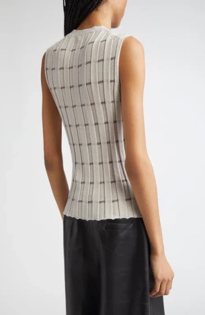 Lafayette 148 New York Plaited Stripe Cashmere Rib Shell