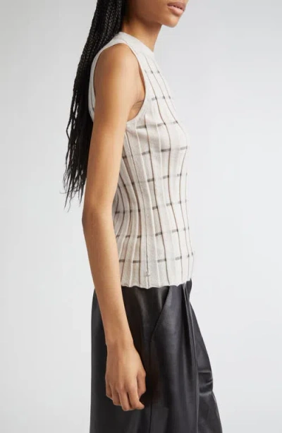 Lafayette 148 New York Plaited Stripe Cashmere Rib Shell