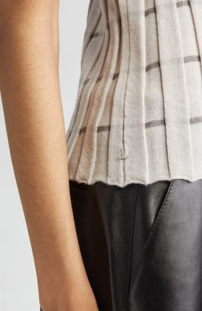 Lafayette 148 New York Plaited Stripe Cashmere Rib Shell