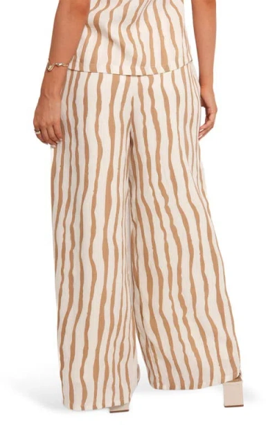 Petal And Pup Petal & Pup Marmo Stripe Wide Leg Cotton Blend Drawstring Pants In Neutral
