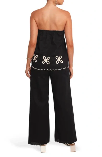 Petal And Pup Petal & Pup Semika Scalloped Hem Wide Leg Pants In Black
