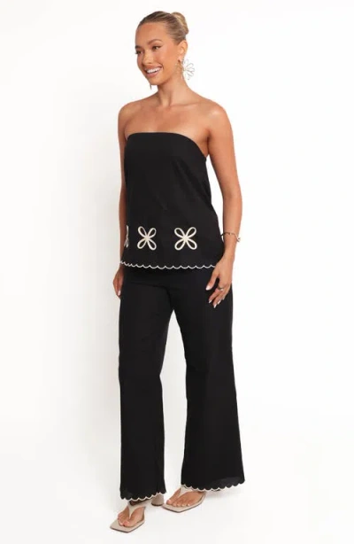 Petal And Pup Petal & Pup Semika Scalloped Hem Wide Leg Pants In Black