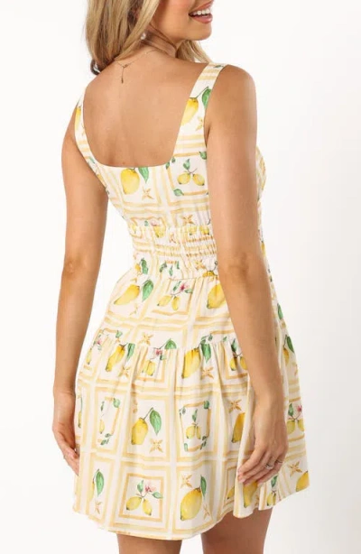 Petal And Pup Petal & Pup Cintrico Lemon Print Cotton Minidress In Yellow