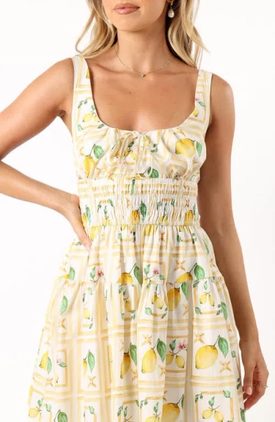 Petal And Pup Petal & Pup Cintrico Lemon Print Cotton Minidress In Yellow