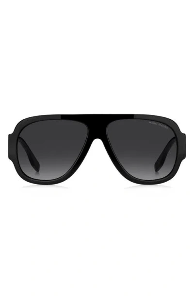 Marc Jacobs 59mm Gradient Pilot Sunglasses In Black