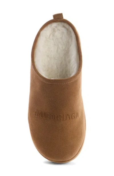 Balenciaga Women Alaska Soft Suede Mule With Plateau In Brown