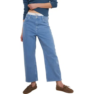 Free People Deep Trance Dropped Boyfriend Jeans In Ocean