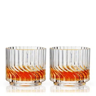 Viski Zephyr Crystal Lowball Tumblers Set Of 2