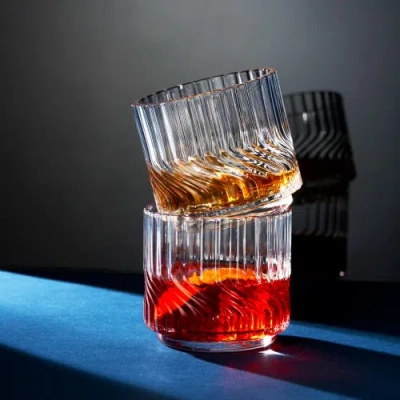 Viski Zephyr Crystal Lowball Tumblers Set Of 2