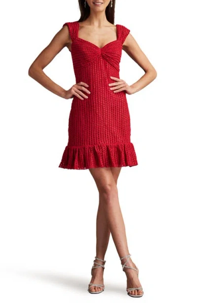 Sho By Tadashi Shoji Open Stitch Ruffle Hem Cocktail Dress