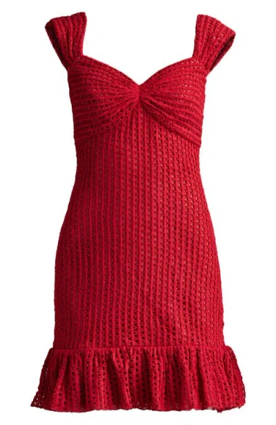 Sho By Tadashi Shoji Open Stitch Ruffle Hem Cocktail Dress