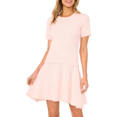 Ted Baker Short Sleeve Crewneck Keyhole Back Top With Pointelle And Rib