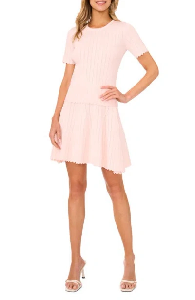 Ted Baker Short Sleeve Crewneck Keyhole Back Top With Pointelle And Rib