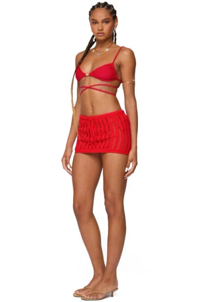 Edikted Leola Open Stitch Cover-up Drawstring Miniskirt