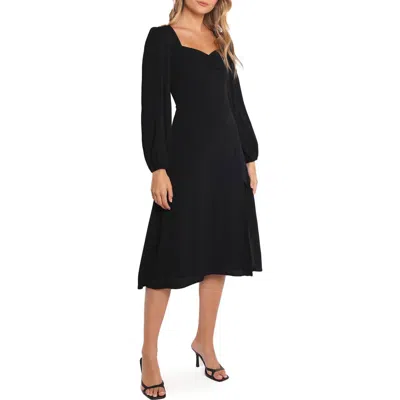 Petal And Pup Petal & Pup Franklin Long Sleeve Midi Dress In Black